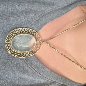 Whiting & Davis Gold-Tone & Crystal Intaglio Cut Cameo Necklace